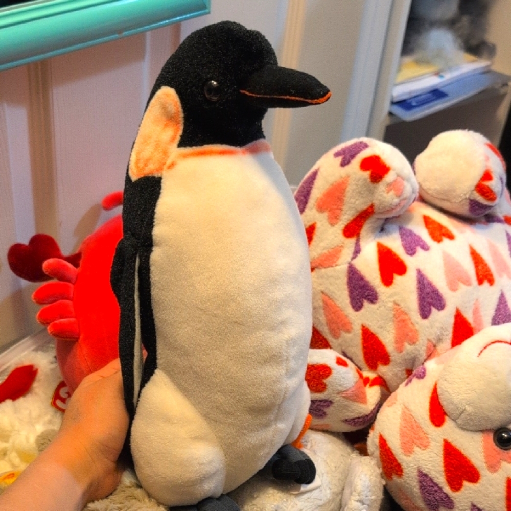 Plush Penguin Toy with Black and White Fur
